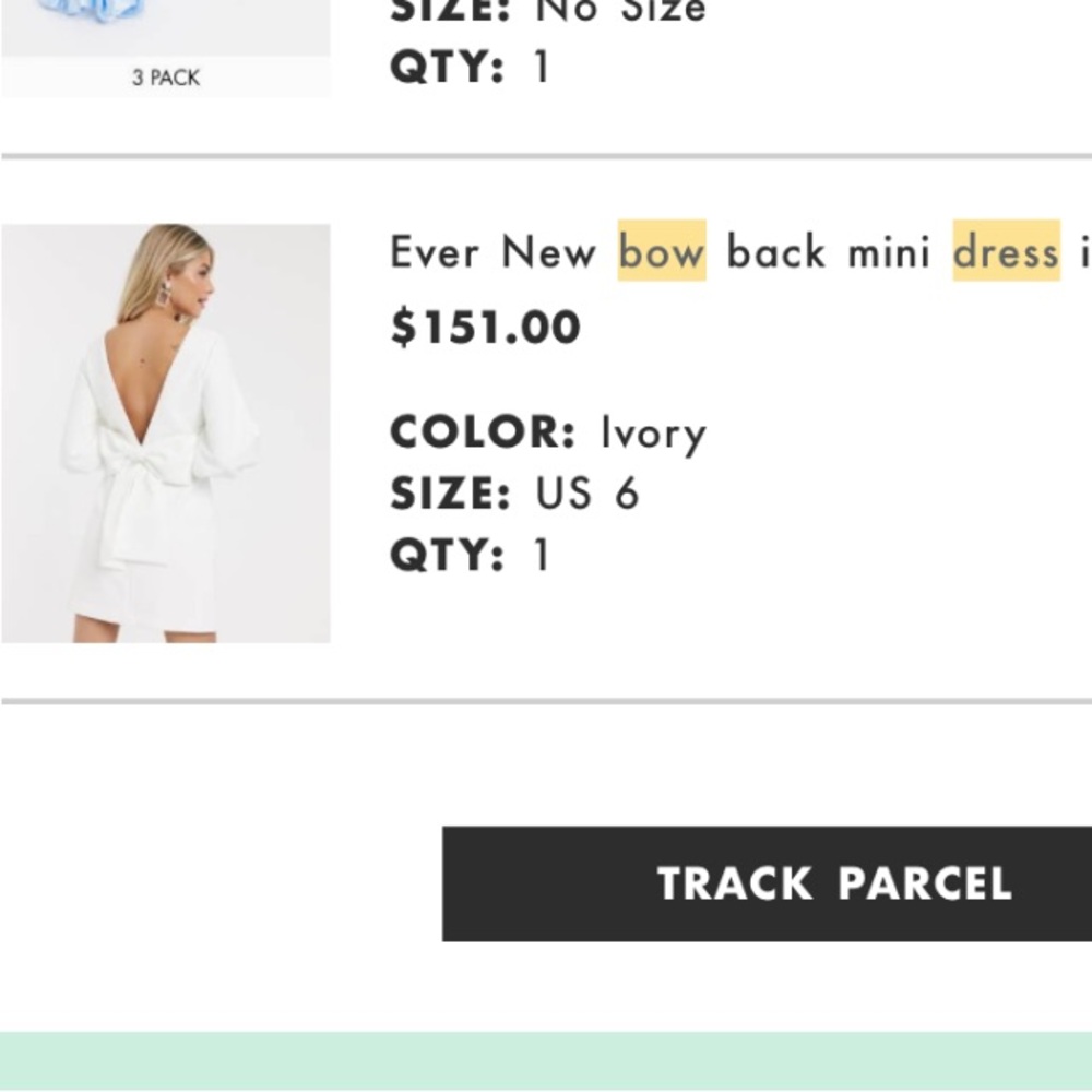 bow back mini dress in ivory - Picture 5 of 6
